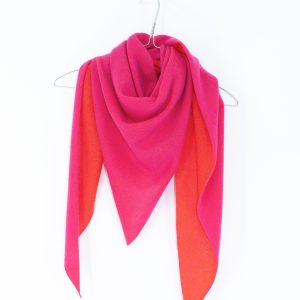 Kaschmir Dreieckstuch plattiert – Farben Pink/Orange